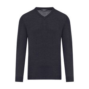 Zanone Men V-Neck Sweater In Wool Flex